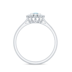 3/4 CT Minimal Aquamarine and Diamond Halo Promise Ring