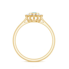 3/4 CT Minimal Aquamarine and Diamond Halo Promise Ring