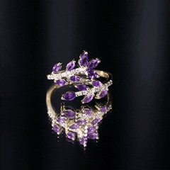 Real Amethyst Cocktail Ring with Diamond