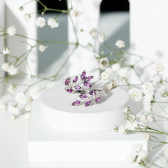 Real Amethyst Cocktail Ring with Diamond