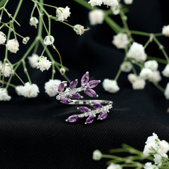 Real Amethyst Cocktail Ring with Diamond