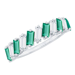 Certified Baguette Lab Grown Emerald Wedding Anniversary Band Ring