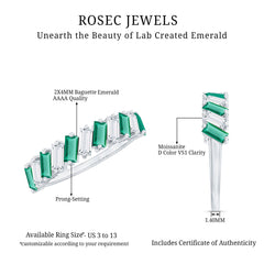 Certified Baguette Lab Grown Emerald Wedding Anniversary Band Ring