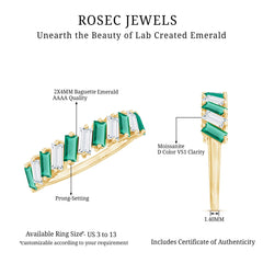 Certified Baguette Lab Grown Emerald Wedding Anniversary Band Ring