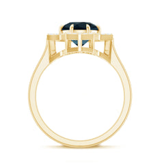 Round Cut London Blue Topaz Cocktail Halo Ring with Diamonds