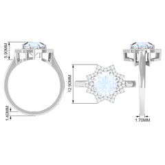 1.25 CT Moonstone Star Shape Engagement Ring with Diamond
