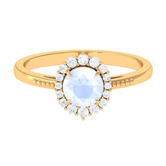3/4 CT Natural Moonstone Engagement Ring with Diamond Accent