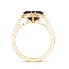 Natural 8mm Asscher Cut Garnet Engagement Ring with Diamond Halo