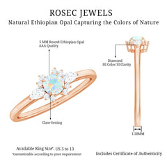 Real Ethiopian Rainbow Opal Diamond Promise Ring with Certificate