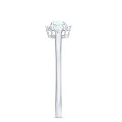 Real Ethiopian Rainbow Opal Diamond Promise Ring with Certificate