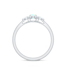 Real Ethiopian Rainbow Opal Diamond Promise Ring with Certificate