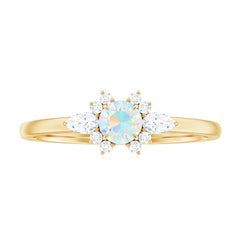 Real Ethiopian Rainbow Opal Diamond Promise Ring with Certificate
