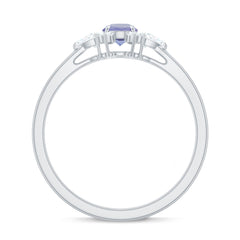 Real Tanzanite Promise Ring with Diamond