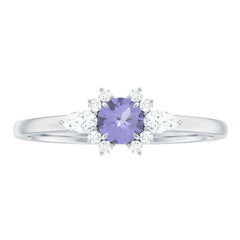 Real Tanzanite Promise Ring with Diamond