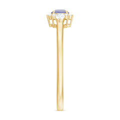 Real Tanzanite Promise Ring with Diamond