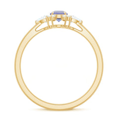 Real Tanzanite Promise Ring with Diamond