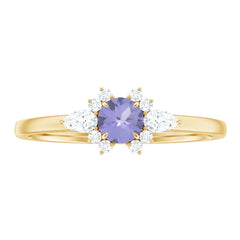 Real Tanzanite Promise Ring with Diamond