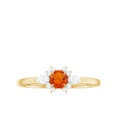 Claw Set Round Fire Opal and Diamond Promise Ring