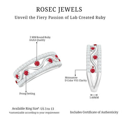 Lab Created Ruby and Moissanite Designer Anniversary Band