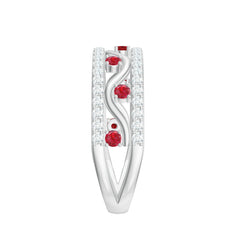 Lab Created Ruby and Moissanite Designer Anniversary Band