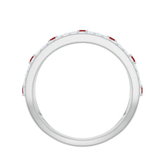 Lab Created Ruby and Moissanite Designer Anniversary Band