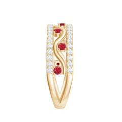 Lab Created Ruby and Moissanite Designer Anniversary Band