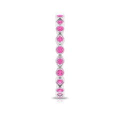 Created Pink Sapphire Stackable Eternity Ring with Beaded Shank