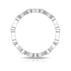 Created Pink Sapphire Stackable Eternity Ring with Beaded Shank