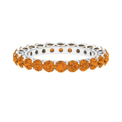 Round Citrine Simple Full Eternity Band Ring