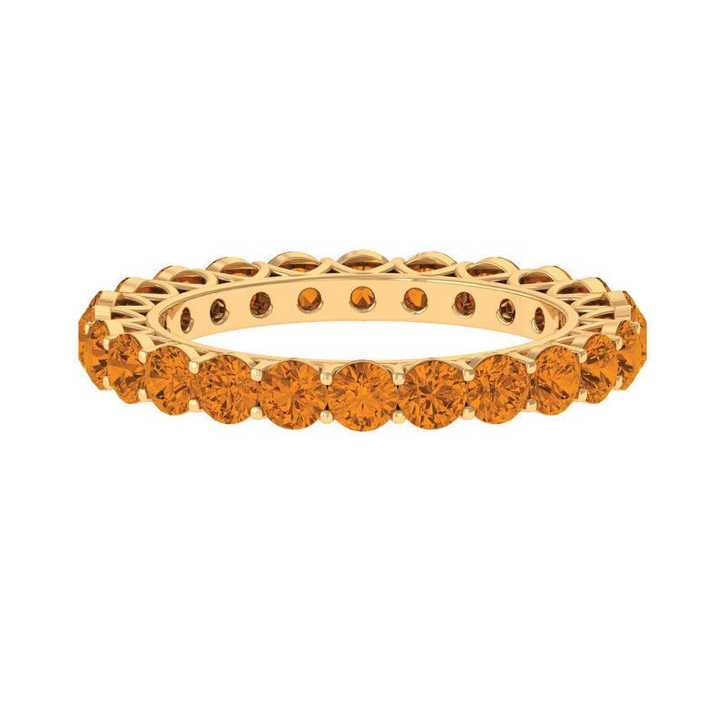 Round Citrine Simple Full Eternity Band Ring