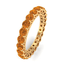Round Citrine Simple Full Eternity Band Ring