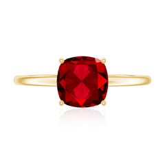 8 MM Cushion Cut Created Ruby Solitaire Ring