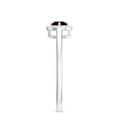 Natural Garnet Promise Ring with Diamond Halo