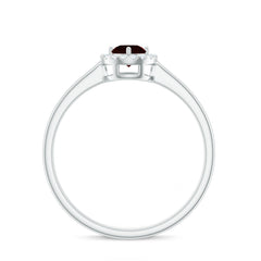 Natural Garnet Promise Ring with Diamond Halo