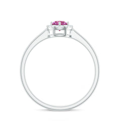 Pink Tourmaline Promise Ring with Diamond Halo