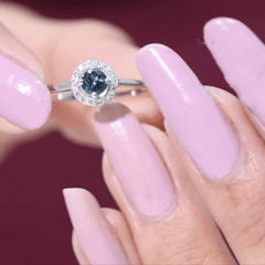 5mm London Blue Topaz Promise Ring with Diamond Halo
