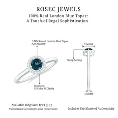 5mm London Blue Topaz Promise Ring with Diamond Halo