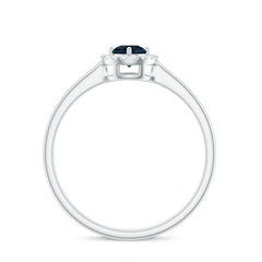5mm London Blue Topaz Promise Ring with Diamond Halo