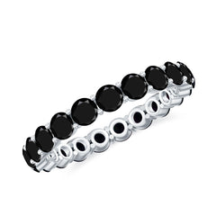 Round Black Spinel Full Eternity Ring for Women