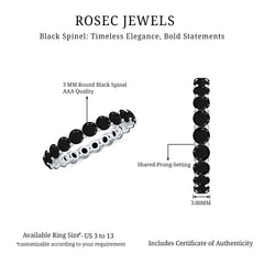 Round Black Spinel Full Eternity Ring for Women