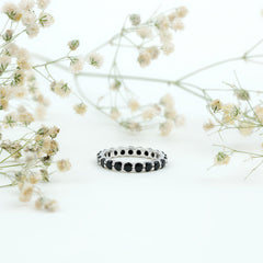 Round Black Spinel Full Eternity Ring for Women