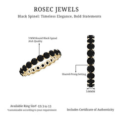 Round Black Spinel Full Eternity Ring for Women