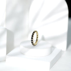 Round Black Spinel Full Eternity Ring for Women