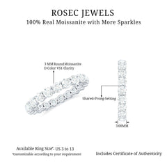 Round Cut Moissanite Simple Eternity Band Ring in Prong Setting
