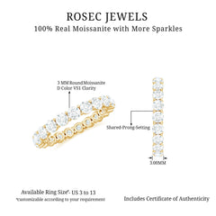 Round Cut Moissanite Simple Eternity Band Ring in Prong Setting