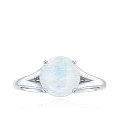 1 CT Natural Moonstone Solitaire Ring with Surprise Diamond