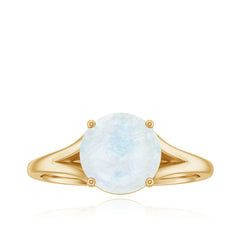 1 CT Natural Moonstone Solitaire Ring with Surprise Diamond