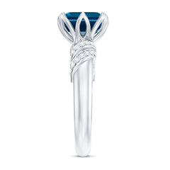 8mm Asscher Cut London Blue Topaz Designer Solitaire Engagement Ring