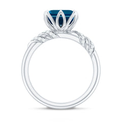 8mm Asscher Cut London Blue Topaz Designer Solitaire Engagement Ring