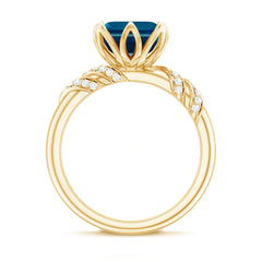 8mm Asscher Cut London Blue Topaz Designer Solitaire Engagement Ring